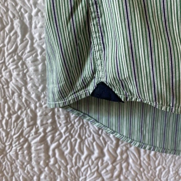 LACOSTE Devanlay Modern Fit Button Down Short Sleeve Striped Shirt - Picture 4 of 10